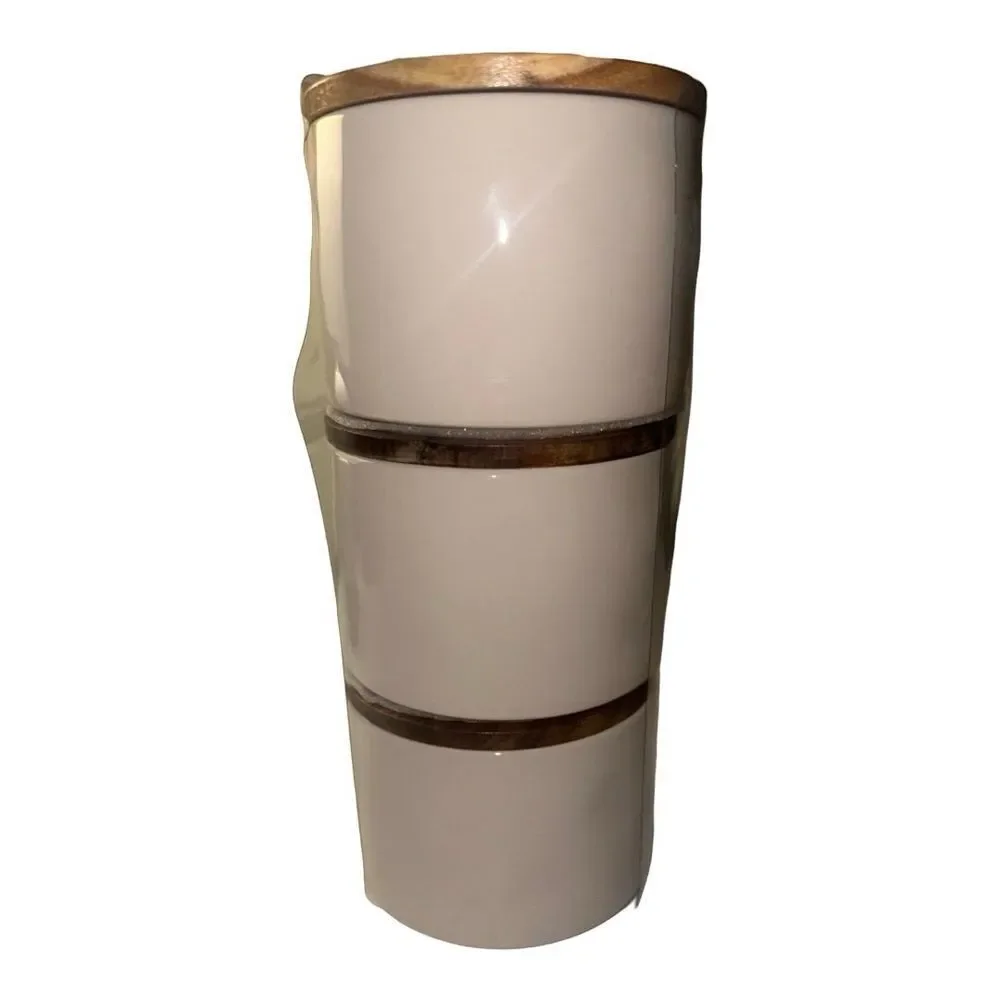 Rae‎ Dunn Spice BBQ Rub Stackable Canisters Wood Lid Farmhouse Decor